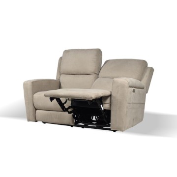 Divano 2 posti recliner elettrici tessuto tortora Claus 156x77x103H