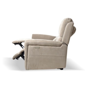 Divano 2 posti recliner elettrici tessuto tortora Claus 156x77x103H