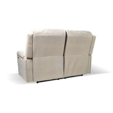 Divano 2 posti recliner elettrici tessuto tortora Claus 156x77x103H
