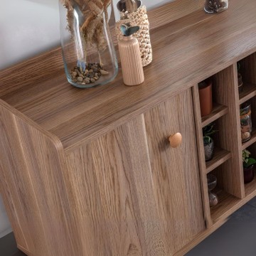 Madia 2 ante e 3 cassetti con vani a giorno rovere miele Dolce 206x45x85H