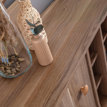Madia 2 ante e 3 cassetti con vani a giorno rovere miele Dolce 206x45x85H
