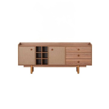 Madia 2 ante effetto vimini con cassetti e vani a giorno finitura rovere miele Natura 206x45x86H
