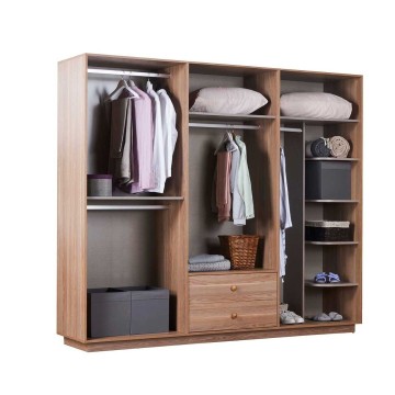 Camera da letto Natura colore rovere miele effetto vimini e armadio a specchio