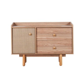 Camera da letto Natura colore rovere miele effetto vimini e armadio a specchio