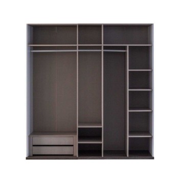 Camera da letto Merlin noce mozambik spatolato armadio 6 ante e letto contenitore