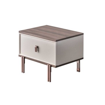 Camera da letto Merlin noce mozambik spatolato armadio 6 ante e letto contenitore