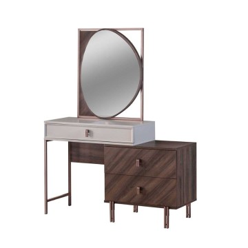 Camera da letto Merlin noce mozambik spatolato armadio 6 ante e letto contenitore