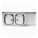Lavello appoggio 120x50 2 vasche e gocciolatoio destro Mondial inox