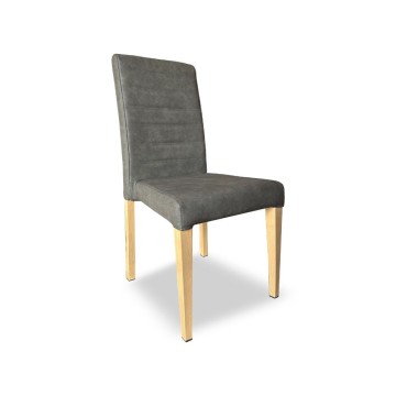 Sedia in similpelle scamosciata colore grigio e gambe rovere Annie