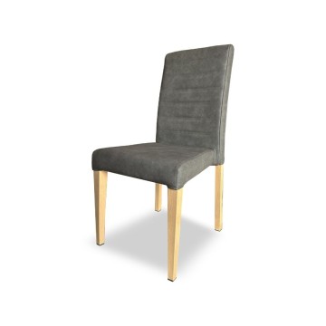 Sedia in similpelle scamosciata colore grigio e gambe rovere Annie