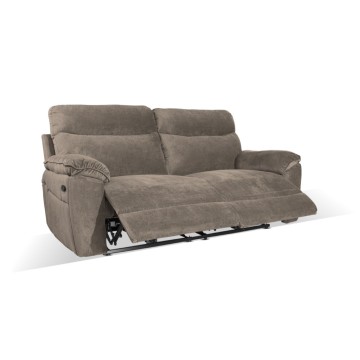 Divano 3 posti recliner elettrico tessuto barrel21 tortora Boston 200x100x102H
