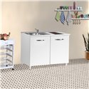 Cucinino120 bianco larice con lavello e piano cottura vetroceramica 120x60x85H