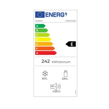 Frigorifero combinato Atlantic ATBM374BLE 348LT classe energetica A++ blue retrò