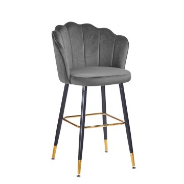 Sgabello Estro in velluto grigio con terminali dorati