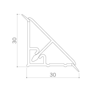 Alzatina triangolare in pvc rivestita in carta colore ciliegio 400x3x3H
