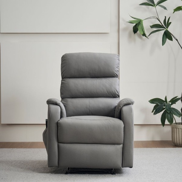 Poltrona relax manuale con 8 punti di massaggio Futura nabuk grigio chiaro Poltrona relax manuale con 8 punti di massaggio Futura nabuk grigio chiaro