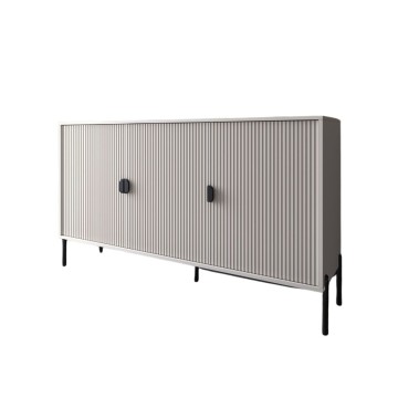 Madia 3 ante con frontali cannettati colore cashmere opaco 153.5x49x87.4H