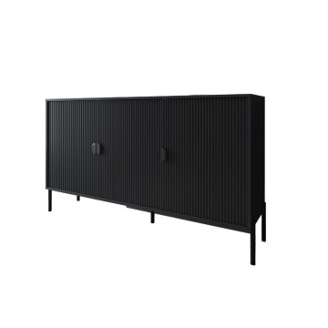 Madia 3 ante con frontali cannettati colore nero opaco 153.5x49x87.4H