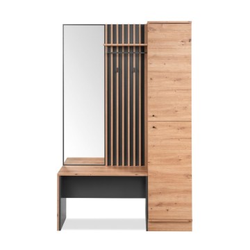Mobile ingresso con frontale cannettato e specchio Medan42B colore quercia antracite 122x37x190H