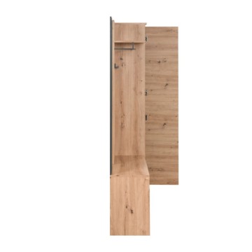 Mobile ingresso con frontale cannettato e specchio Medan42B colore quercia antracite 122x37x190H