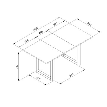Tavolo rettangolare allungabile Houston80B sabbia e bianco 120x80x75H