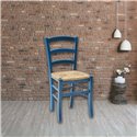 Sedia in legno di faggio con seduta paglia Venezia colore anilina celeste