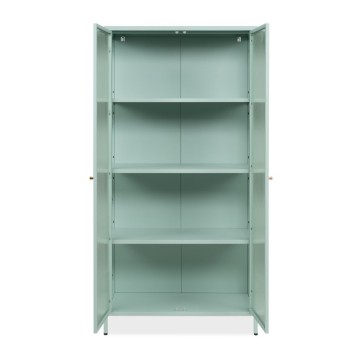 Vetrina in vetro scanalato temperato e acciaio laminato verde menta 2 ante Milton52A 80x40x160H