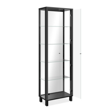Vetrina colore nero con 2 ante e 4 ripiani Albi52B 62x33x189H