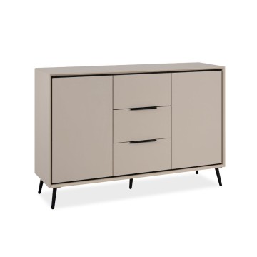 Madia colore sabbia con particolari neri 2 ante e 3 cassetti Arona01B 135x38x90H