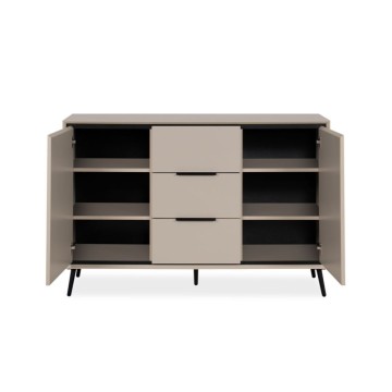 Madia colore sabbia con particolari neri 2 ante e 3 cassetti Arona01B 135x38x90H