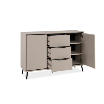Madia colore sabbia con particolari neri 2 ante e 3 cassetti Arona01B 135x38x90H