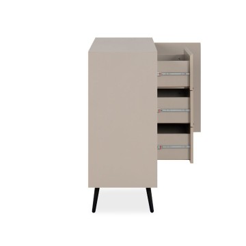 Madia colore sabbia con particolari neri 2 ante e 3 cassetti Arona01B 135x38x90H