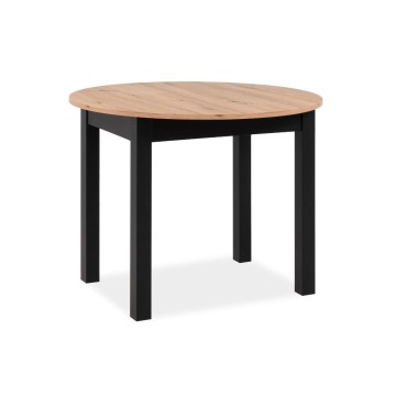 Tavolo rotondo allungabile quercia e nero Coburg100 100x100x76H