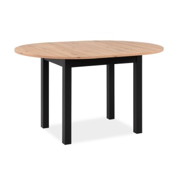 Tavolo rotondo allungabile quercia e nero Coburg100 100x100x76H