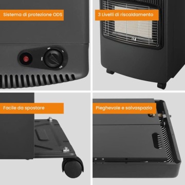 Stufa a gas salvaspazio pieghevole 4200W colore nero White
