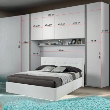 Armadio a ponte colore bianco frassino 288x236H cm - Ettore