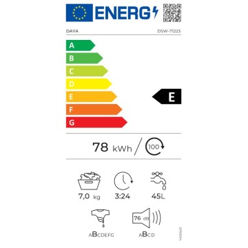 Lavatrice libera installazione DSW71223E 7 kg 1200 giri classe E bianca Daya