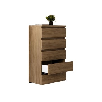 Cassettiera 5 cassetti 75x40x127 MONTATA colore noce naturale