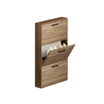 Scarpiera 3 ante slim salvaspazio 108x65x15 Serena colore noce naturale