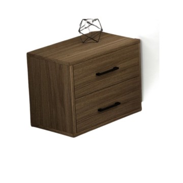 Comodino 2 cassetti colore noce naturale 52x36x43H MONTATO