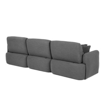Divano con penisola reversibile e seduta traslante Koda tessuto grigio scuro 307x164x92H