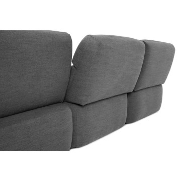 Divano con penisola reversibile e seduta traslante Koda tessuto grigio scuro 307x164x92H