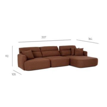 Divano con penisola reversibile e seduta traslante Koda tessuto grigio scuro 307x164x92H