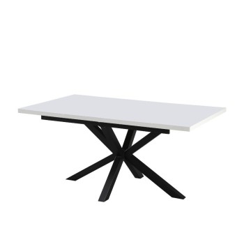 Tavolo rettangolare allungabile piano bianco e gambe nere Rob 160x190x75H