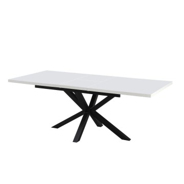 Tavolo rettangolare allungabile piano bianco e gambe nere Rob 160x190x75H