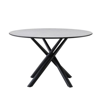 Tavolo rotondo Logan piano cemento e gambe nere 120x120x76.5H