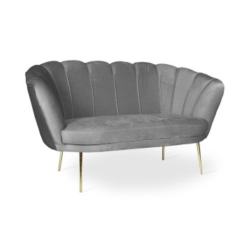 Divano a conchiglia due posti Orel velluto grigio 135x76.5x75h