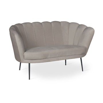 Divano a conchiglia due posti Orel velluto tortora 135x76.5x75h