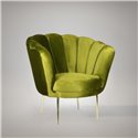 Poltrona a conchiglia Orel in velluto colore verde acido