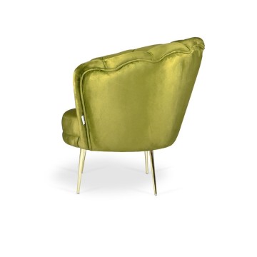 Poltrona a conchiglia Orel in velluto colore verde acido